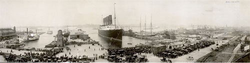 The Lusitania at end of record voyage 1907